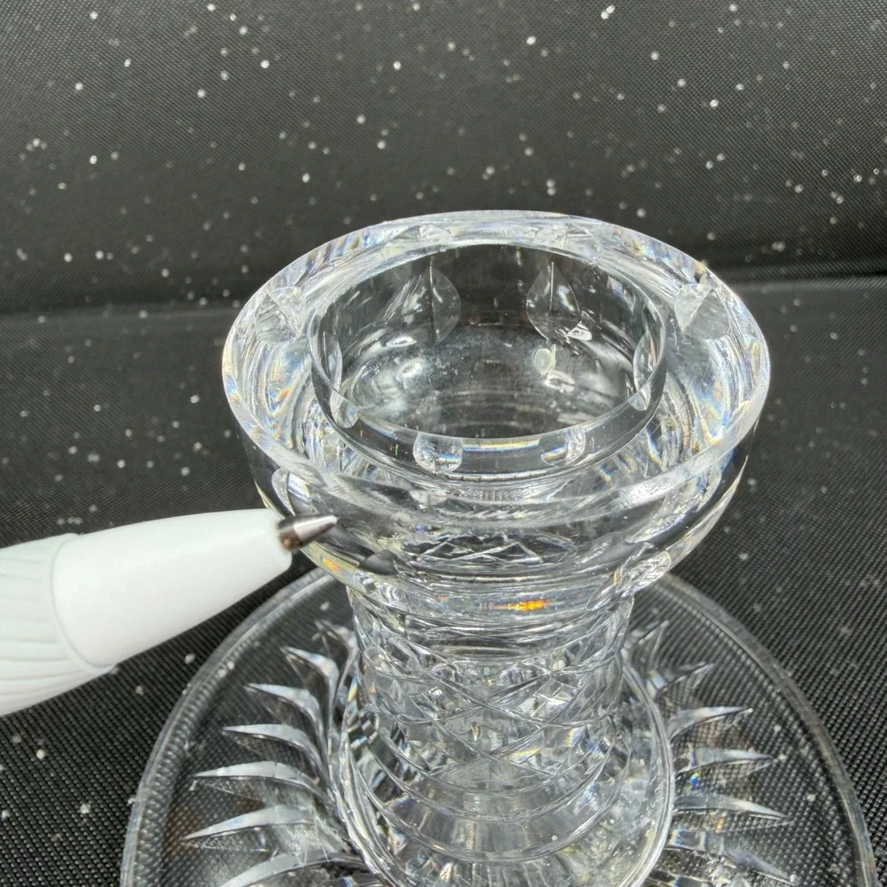 Waterford Crystal Candlestick Pair 4 Inch Cut Glass Candle Holders Thick Heavy